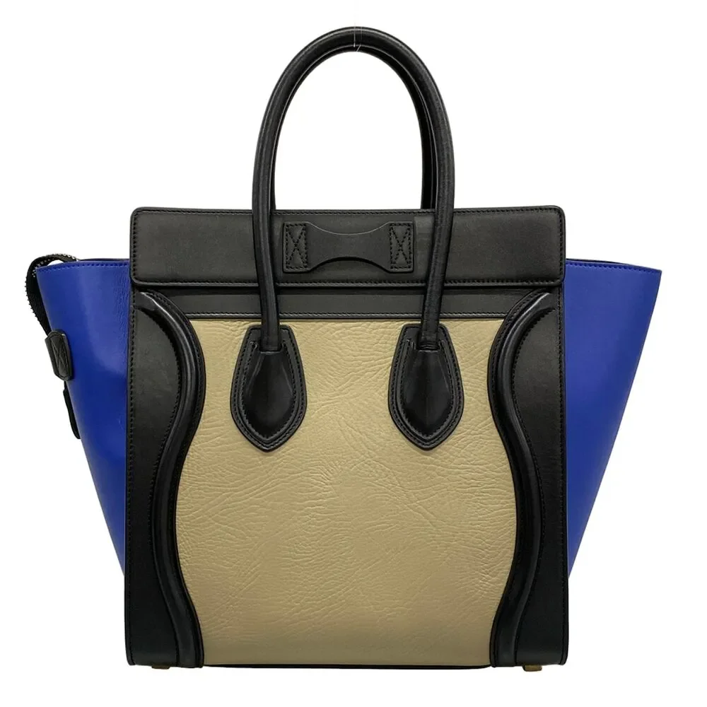 Celine Luggage Micro Shopper Handbag Gray Beige Blue Black